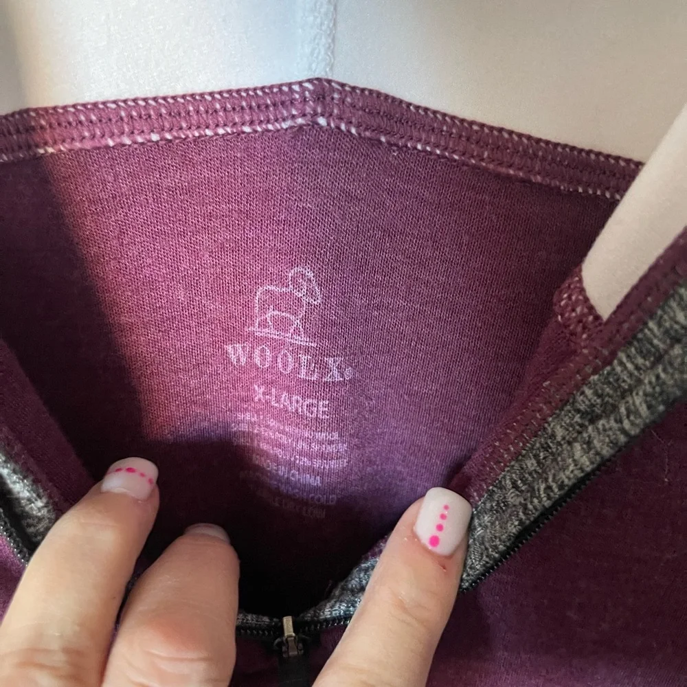 Woolx XL Burgundy Heather Quarter-Zip Pullover - Picture 3 of 5